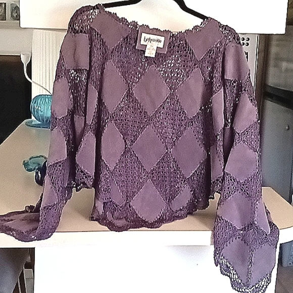 ๐ SALE PONCHO.!Bagatelle vintage BOHO leather,crochet top reduced from 99.00. - Picture 2 of 6